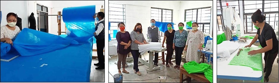The Government Polytechnic Kohima staff and students have been engaged in full time task to produce face masks and PPEs. (Morung Photo)